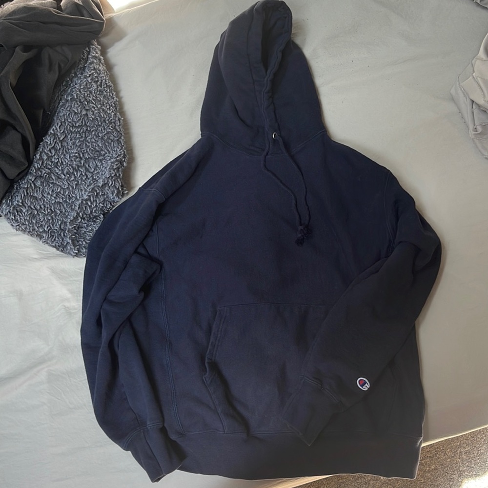 Dark Blue Champion Reverse Weave Hoodie